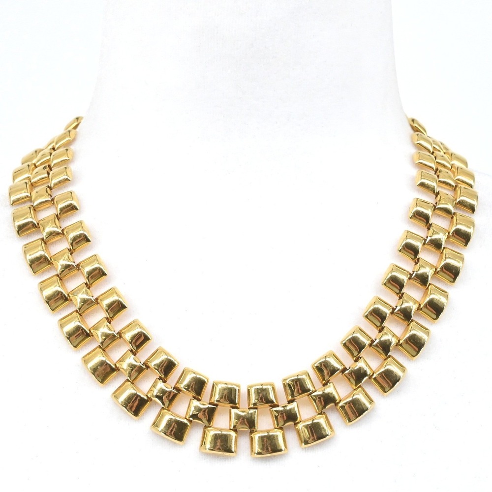 Vintage 17" AVON Gold Tone Choker Necklace Geometric Links Statement Necklace